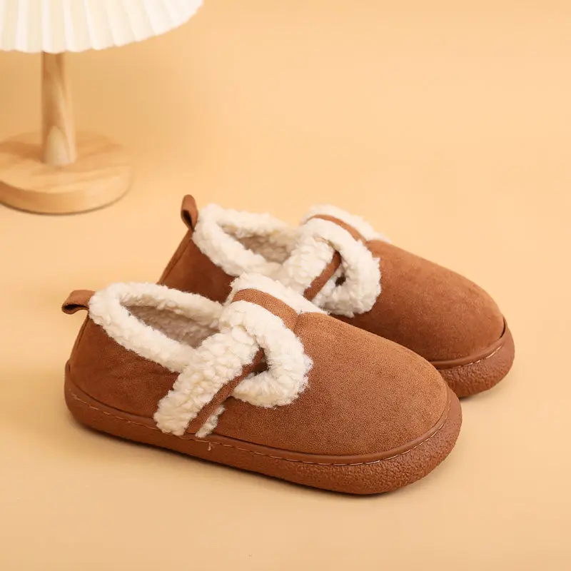 Women's Brown Fleece Lined Snow Slippers Winter - Image 3