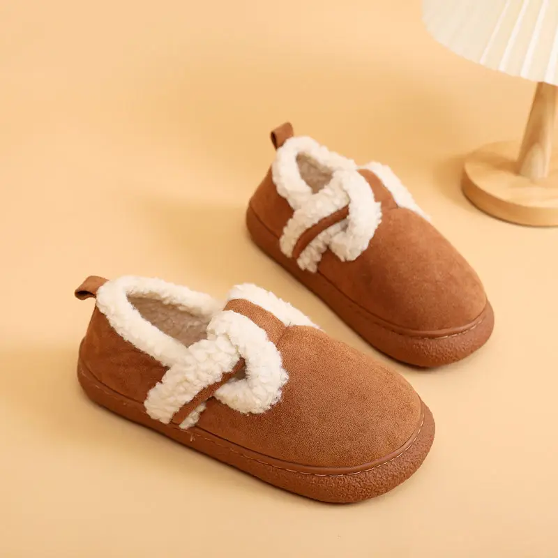 Women's Brown Fleece Lined Snow Slippers Winter - Image 4