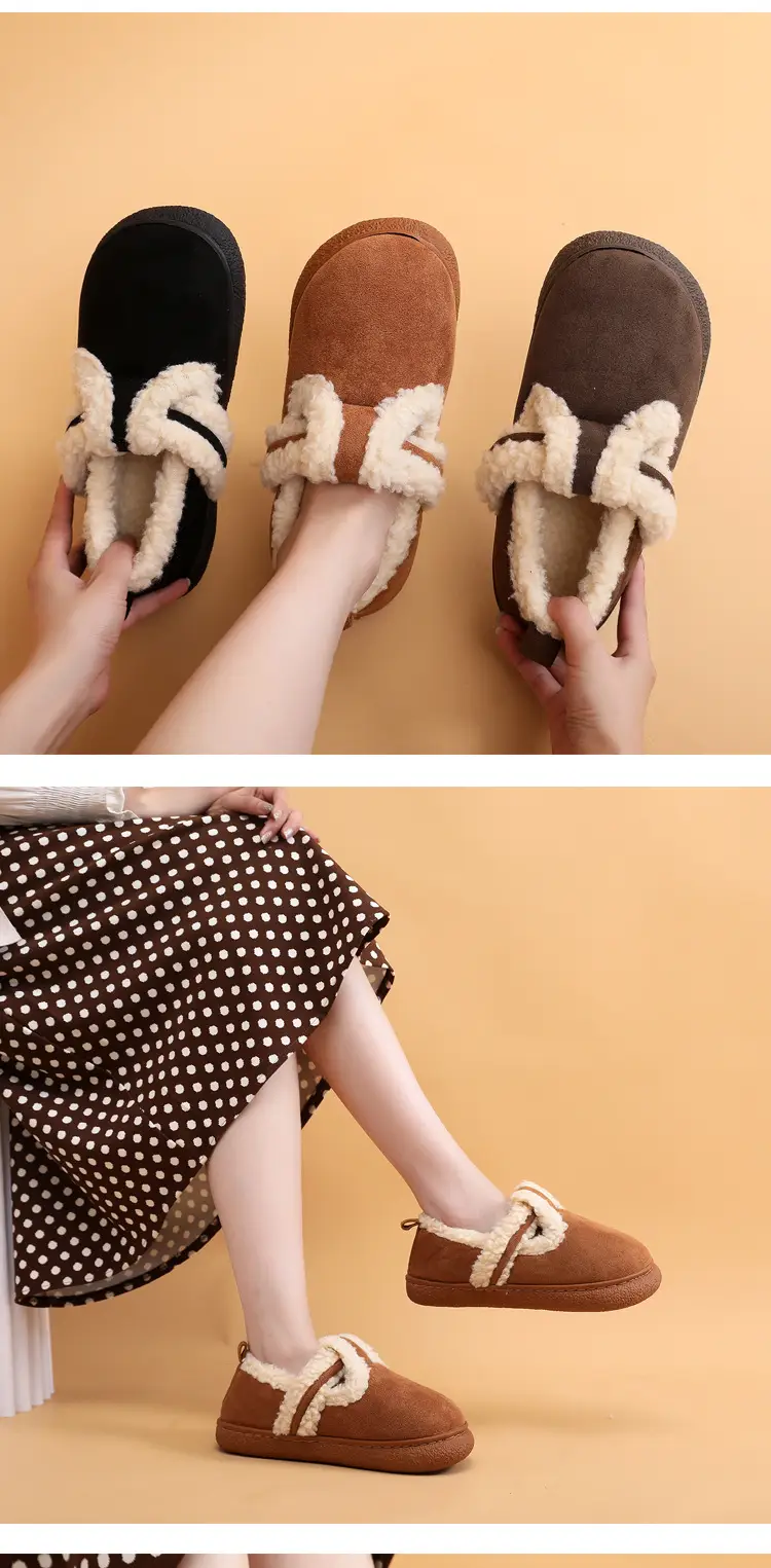 Women's Brown Fleece Lined Snow Slippers Winter — feature 10
