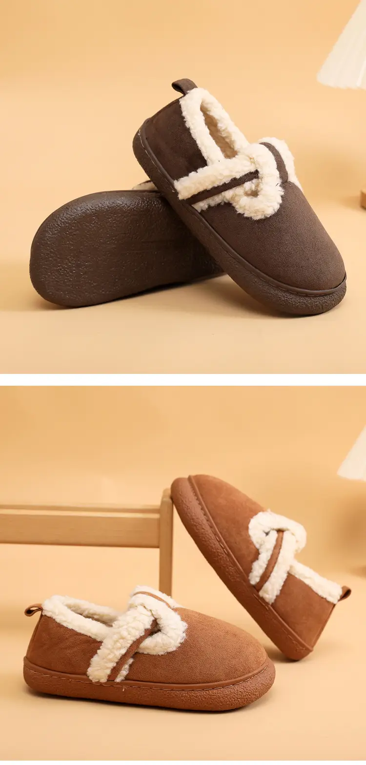 Women's Brown Fleece Lined Snow Slippers Winter — feature 7