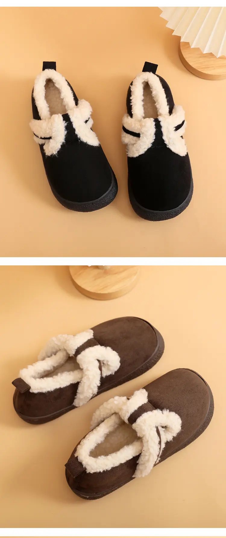 Women's Brown Fleece Lined Snow Slippers Winter — feature 8