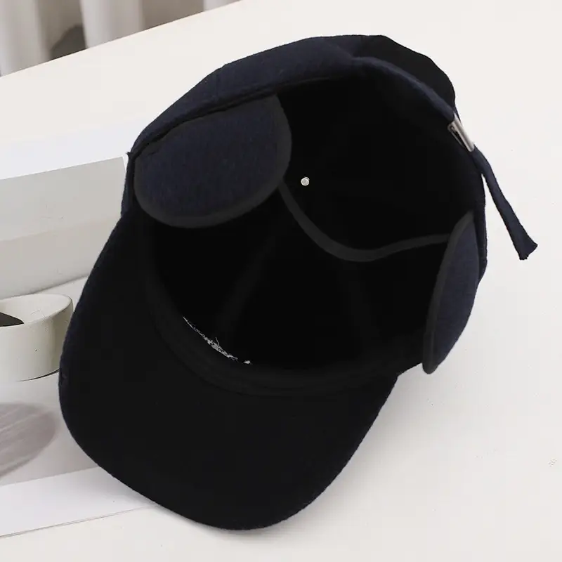 Winter Fleece Lined Men's Black Cap Warm Cold Windproof — feature 4
