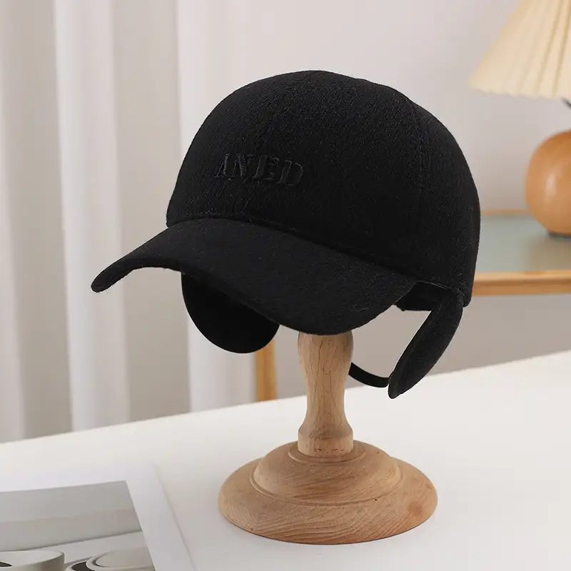 Winter Fleece Lined Men's Black Cap Warm Cold Windproof - Image 3