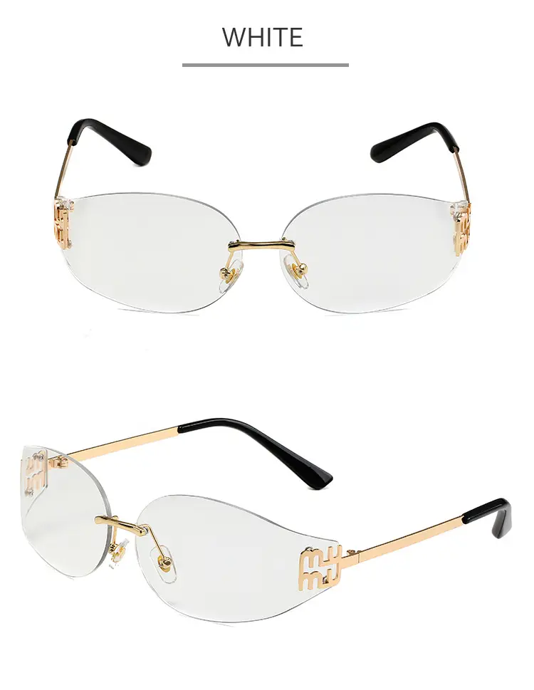 Oval Frame Sunglasses Anti-UV Gold Gradient Women — feature 11