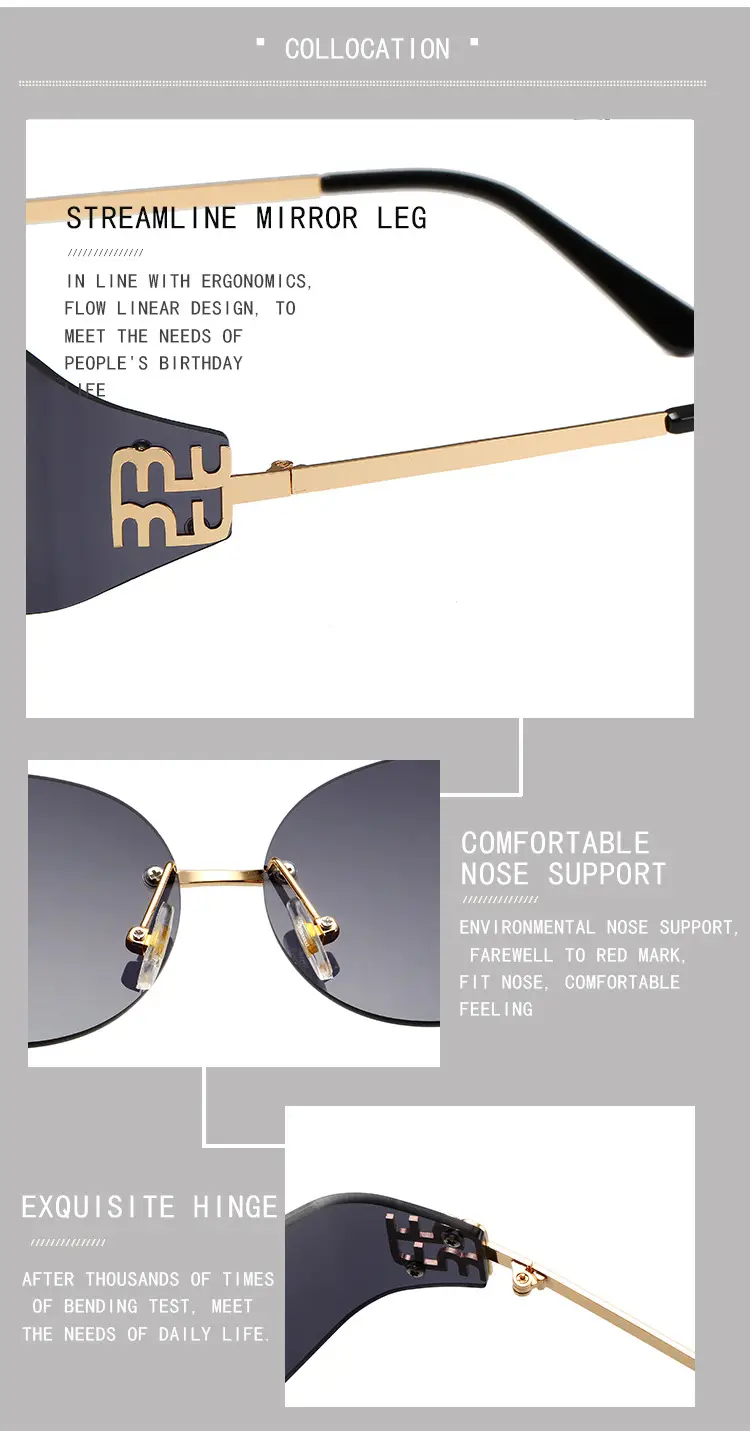 Oval Frame Sunglasses Anti-UV Gold Gradient Women — feature 12
