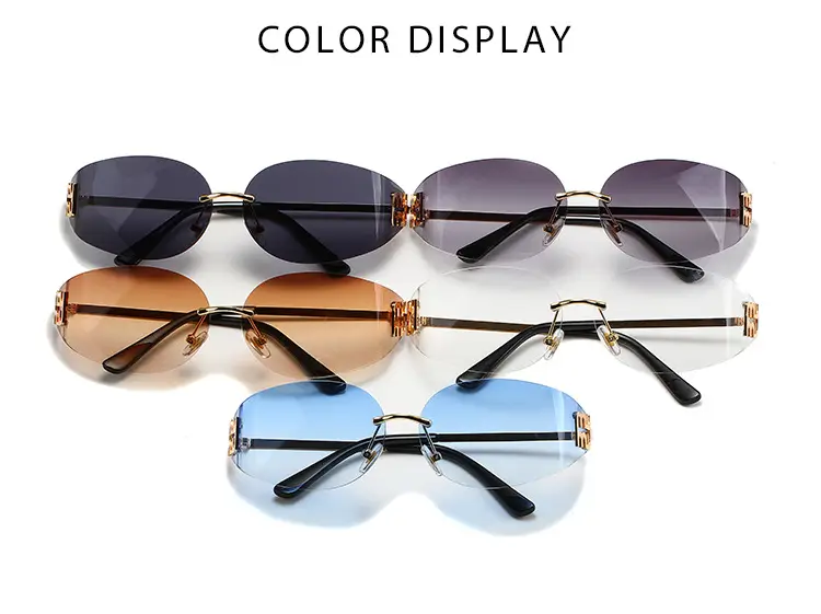 Oval Frame Sunglasses Anti-UV Gold Gradient Women — feature 4