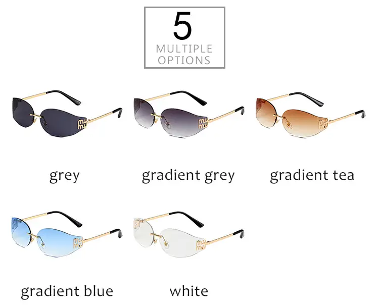 Oval Frame Sunglasses Anti-UV Gold Gradient Women — feature 6