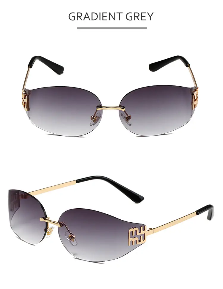 Oval Frame Sunglasses Anti-UV Gold Gradient Women — feature 8