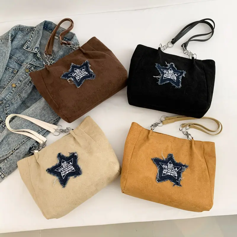 Women's Brown Star Embroidered Shoulder Bag 2024 - Image 6