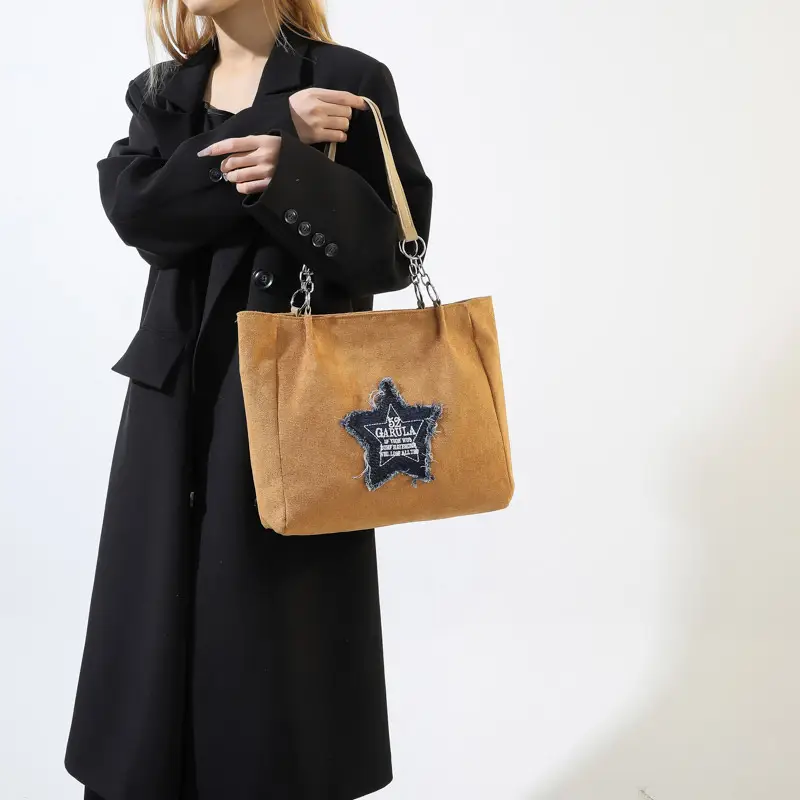 Women's Brown Star Embroidered Shoulder Bag 2024 - Image 8
