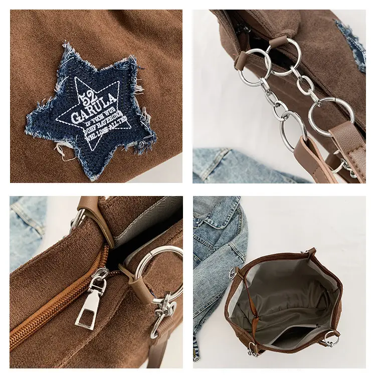 Women's Brown Star Embroidered Shoulder Bag 2024 — feature 10