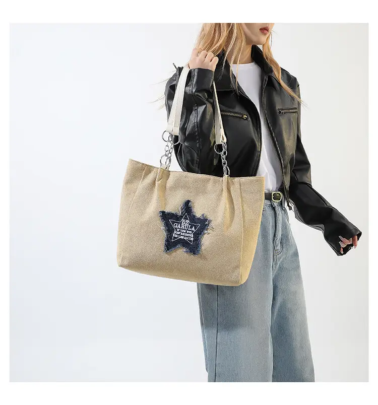 Women's Brown Star Embroidered Shoulder Bag 2024 — feature 14