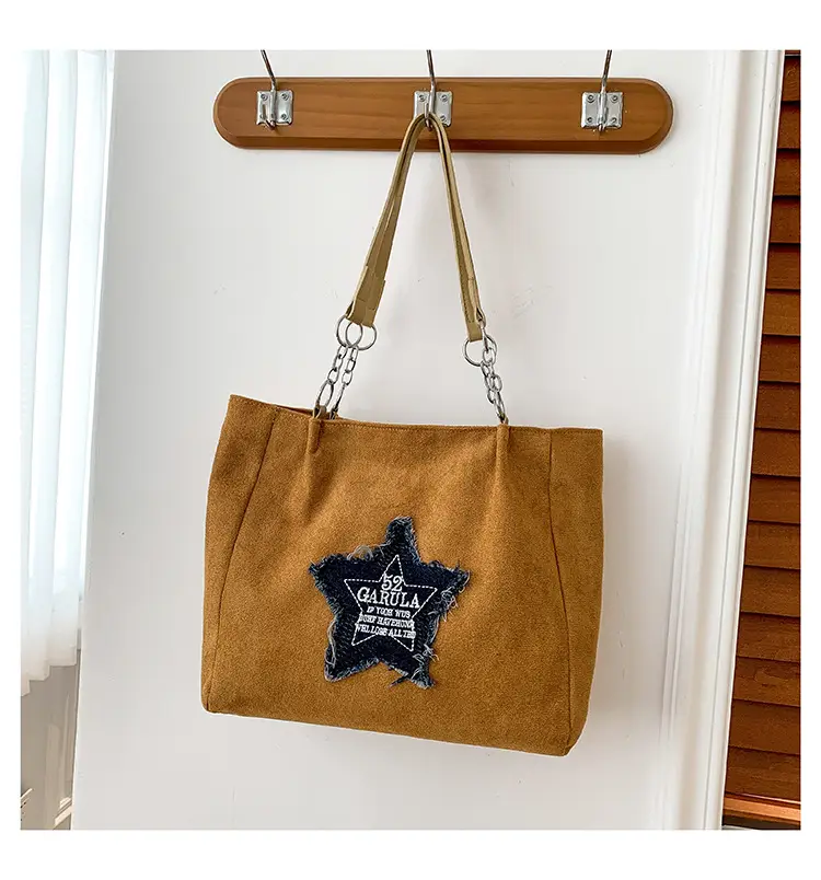 Women's Brown Star Embroidered Shoulder Bag 2024 - Image 2