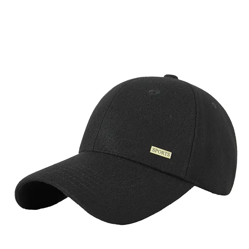 2025 Woolen Baseball Cap Black Grey Medium Large