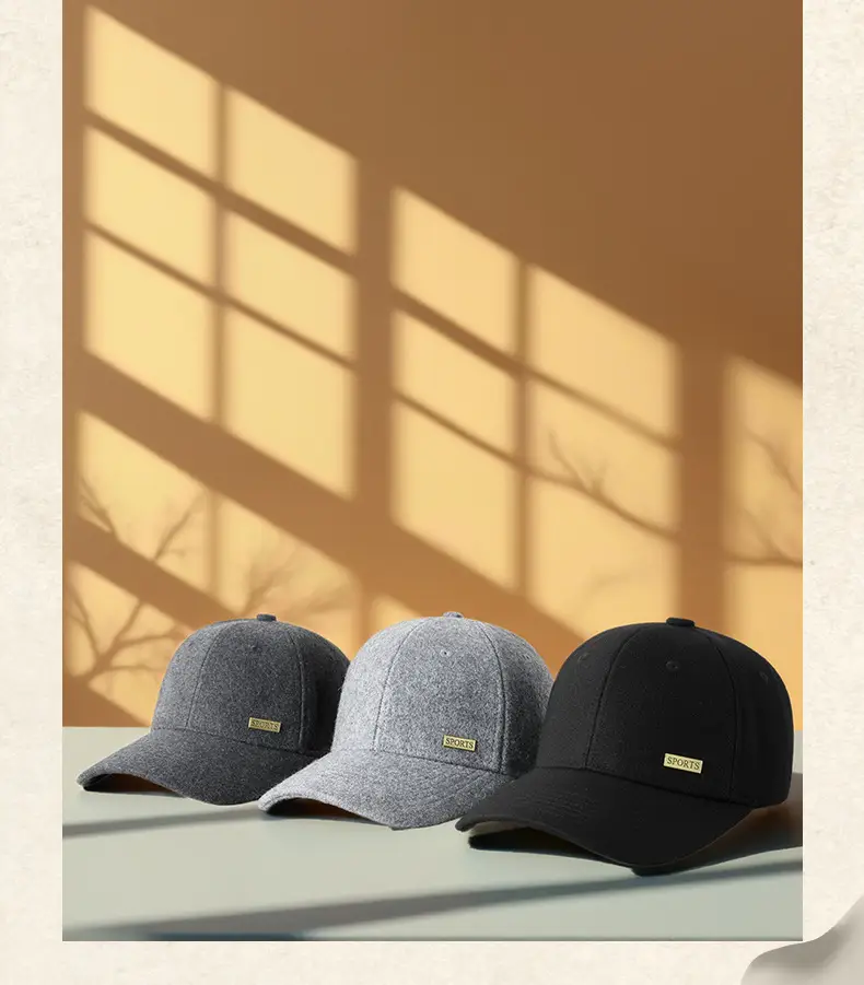 2025 Woolen Baseball Cap Black Grey Medium Large — feature 15