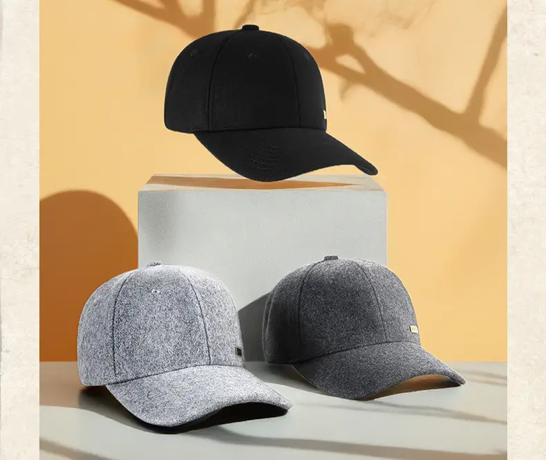 2025 Woolen Baseball Cap Black Grey Medium Large — feature 21
