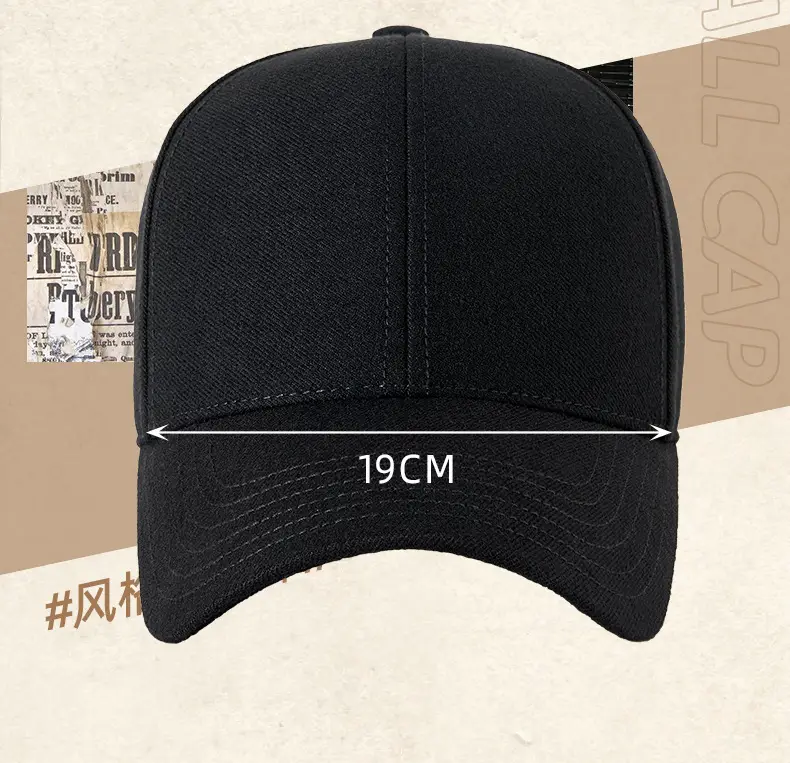 2025 Woolen Baseball Cap Black Grey Medium Large — feature 23