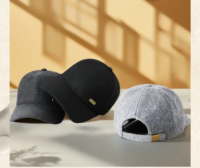 2025 Woolen Baseball Cap Black Grey Medium Large — feature 25