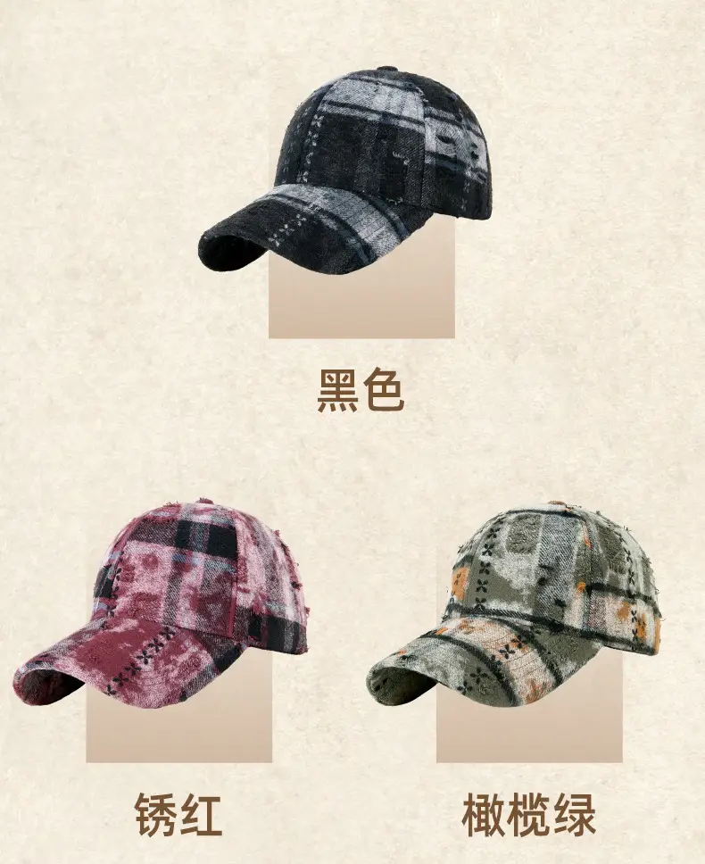 New Spring & Fall Plaid Suede Baseball Cap for Women — feature 30