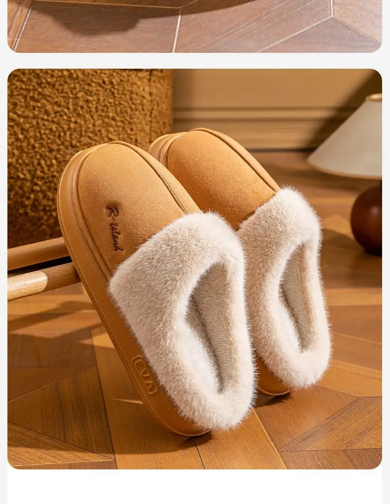 Women Pink Plush Winter Slippers Non-Slip Fleece Lined — feature 3