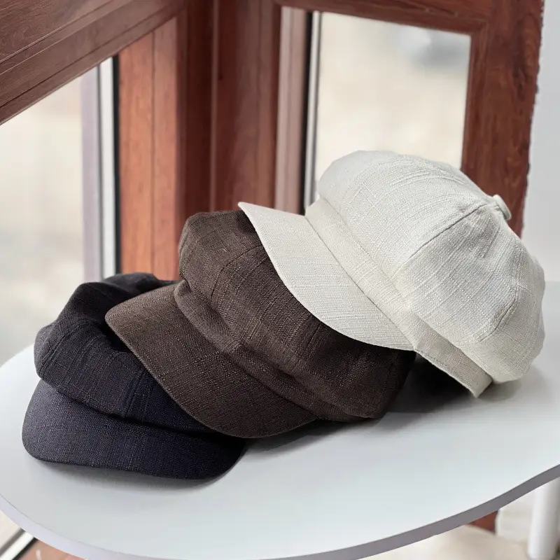 Japanese Cotton Linen Octagonal Cap for Men Women Autumn Winter - Image 4