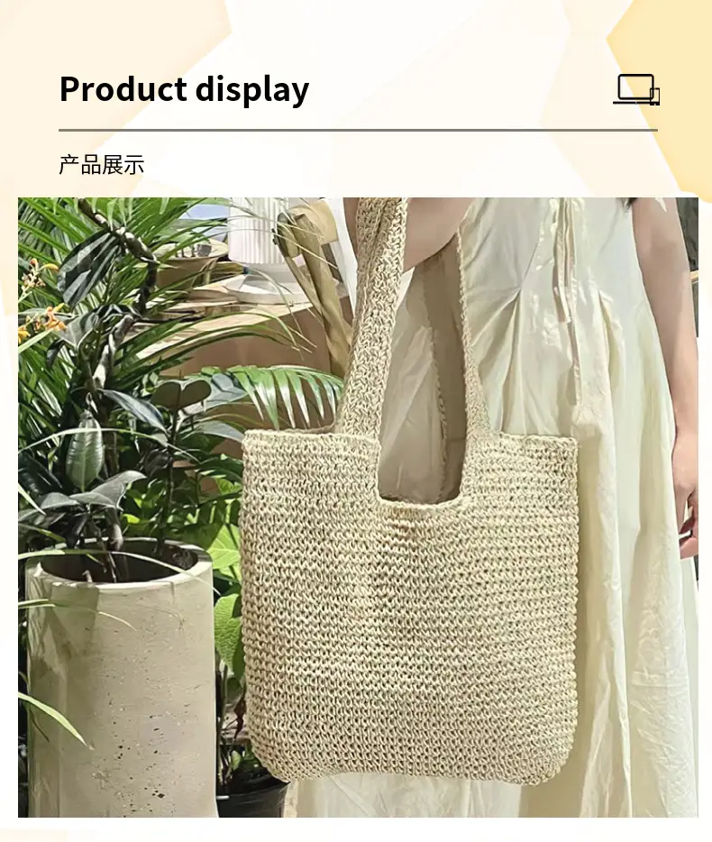 Women Straw Tote Bag Large Capacity Beach Travel — feature 7