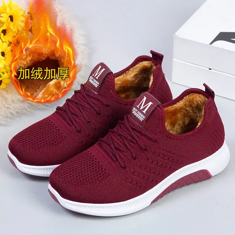 2025 New Old Beijing Cotton Shoes Women's Fashion Casual Women's Cotton Shoes Middle-Aged and Elderly Plus Velvet Warm and Non-Slip Ladieswear's Cotton Shoes