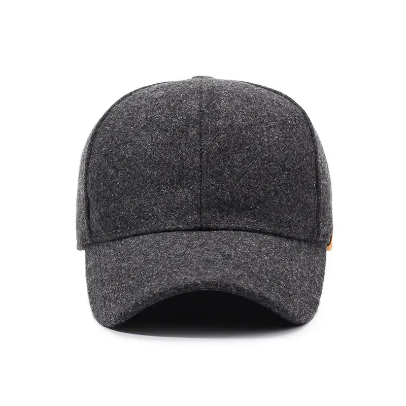 Winter Wool Baseball Cap Fleece Lined Warm Black - Image 3