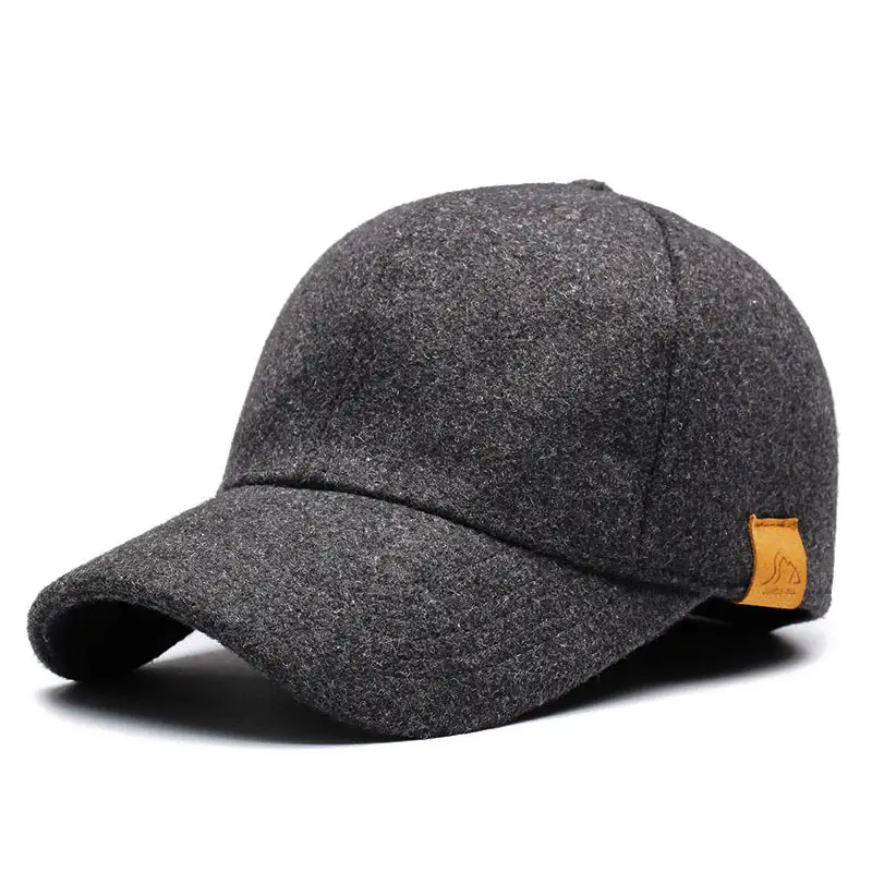 Winter Wool Baseball Cap Fleece Lined Warm Black - Image 5