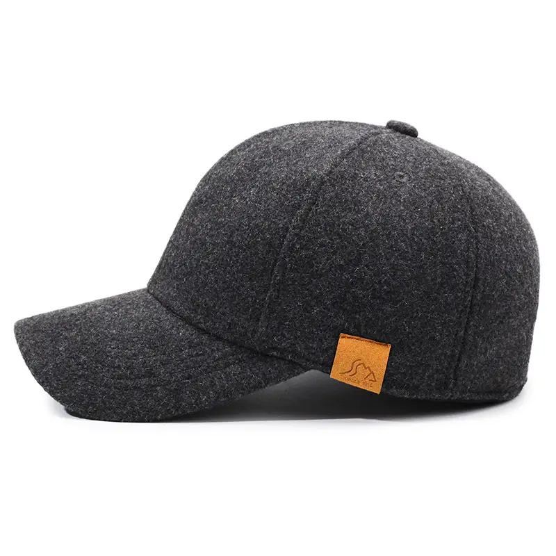 Winter Wool Baseball Cap Fleece Lined Warm Black - Image 6