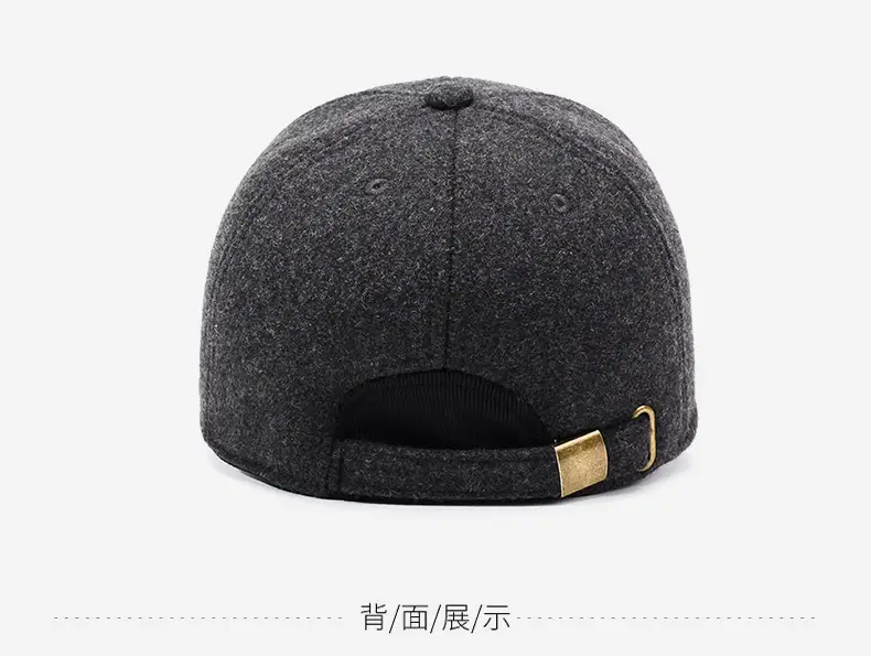 Winter Wool Baseball Cap Fleece Lined Warm Black — feature 11