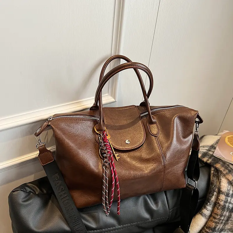 Black Korean Style Retro Tote Bag for Women