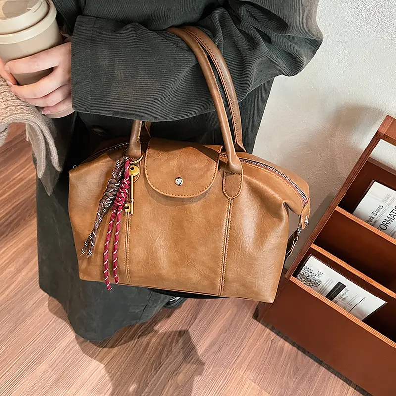 Black Korean Style Retro Tote Bag for Women