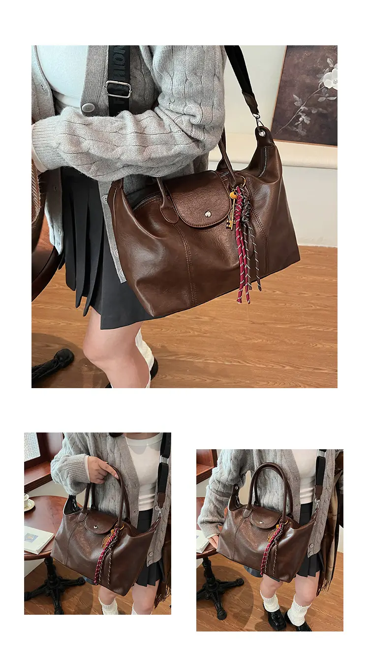 Black Korean Style Retro Tote Bag for Women — feature 10