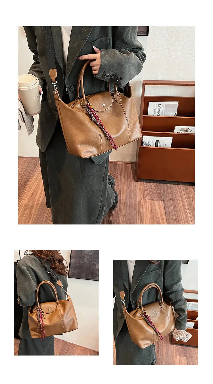 Black Korean Style Retro Tote Bag for Women — feature 11
