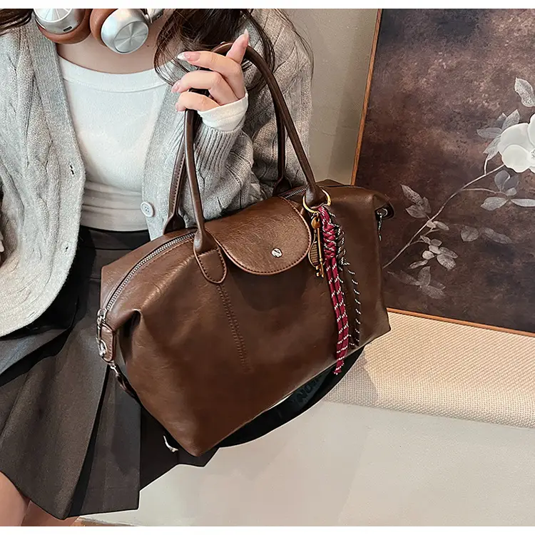 Black Korean Style Retro Tote Bag for Women — feature 15