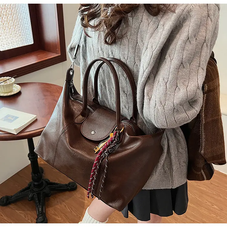Black Korean Style Retro Tote Bag for Women — feature 22
