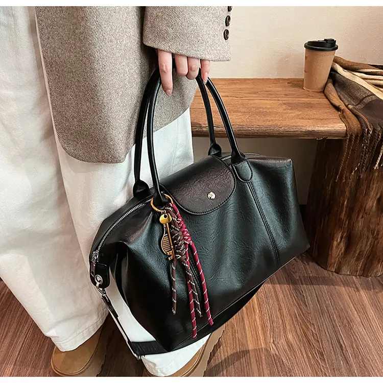Black Korean Style Retro Tote Bag for Women — feature 30
