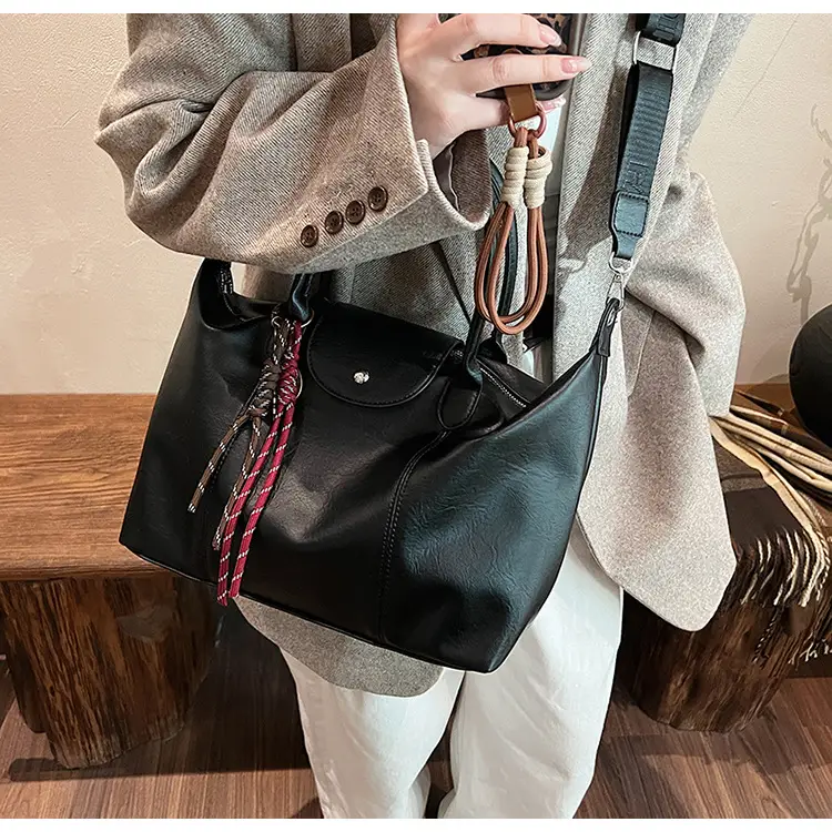 Black Korean Style Retro Tote Bag for Women — feature 31