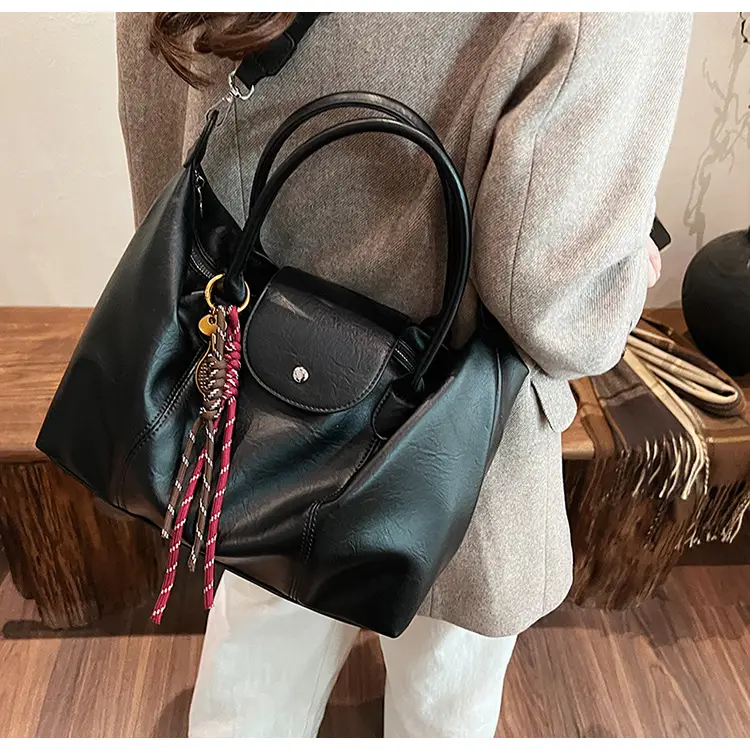 Black Korean Style Retro Tote Bag for Women — feature 32