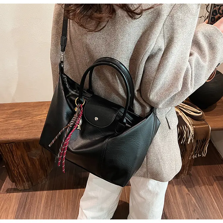 Black Korean Style Retro Tote Bag for Women — feature 34