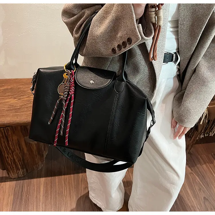 Black Korean Style Retro Tote Bag for Women — feature 35