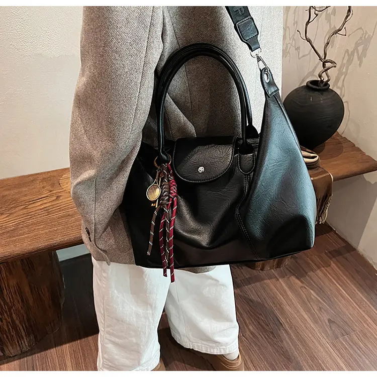 Black Korean Style Retro Tote Bag for Women — feature 36