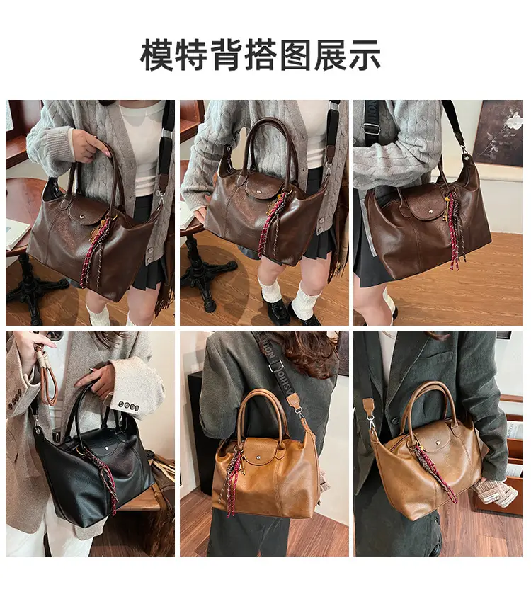 Black Korean Style Retro Tote Bag for Women — feature 9