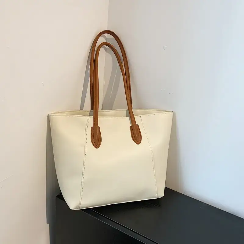 Women's Cream Leather Shoulder Bag 2024 Winter Autumn