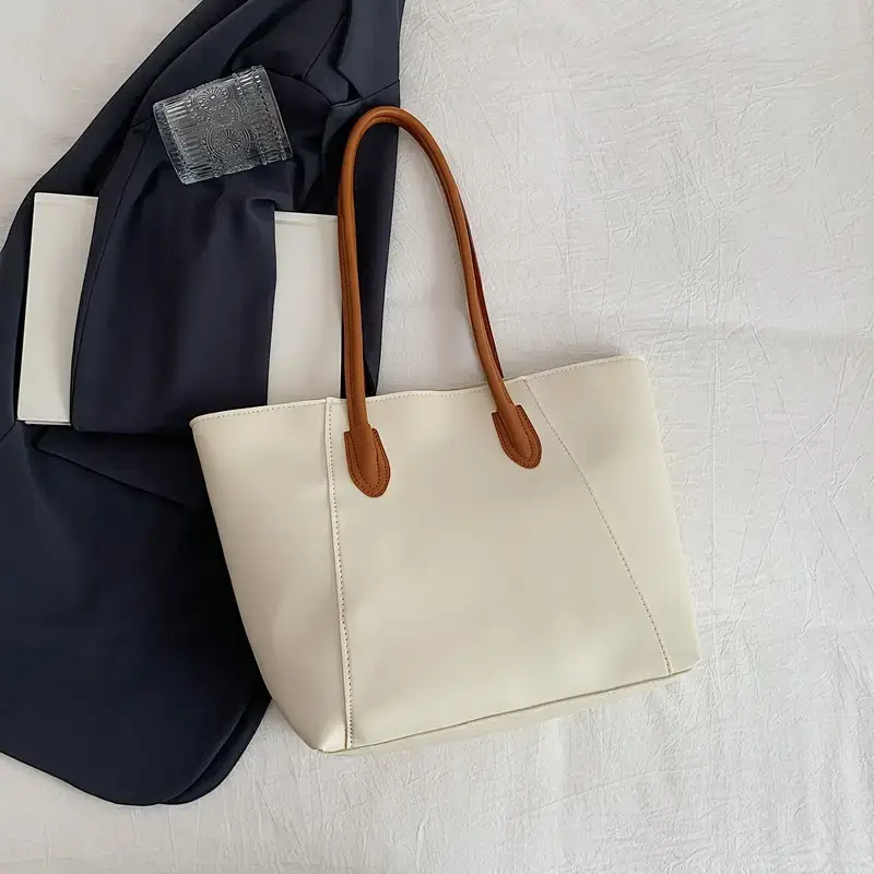 Women's Cream Leather Shoulder Bag 2024 Winter Autumn
