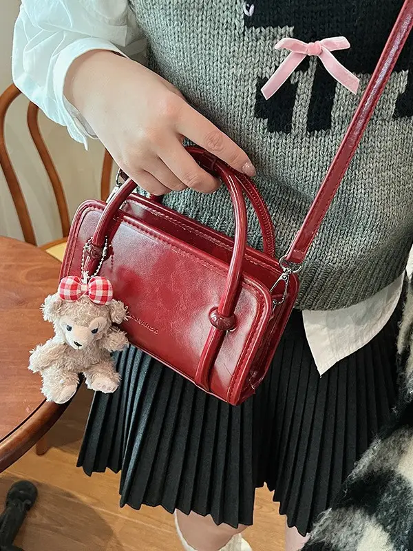 Women's Red Korean Style Shoulder Bag 2024 Winter - Image 11