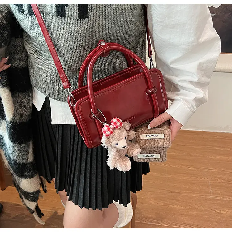 Women's Red Korean Style Shoulder Bag 2024 Winter — feature 13