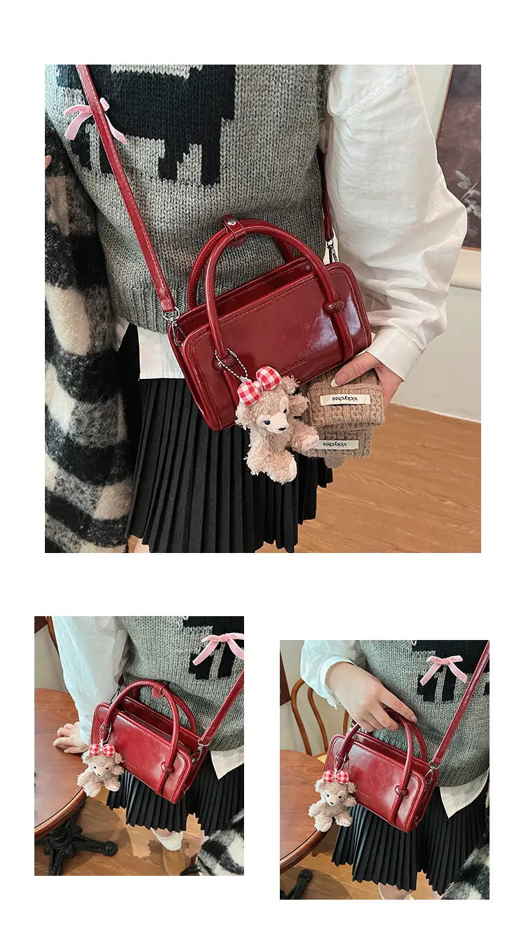 Women's Red Korean Style Shoulder Bag 2024 Winter — feature 21