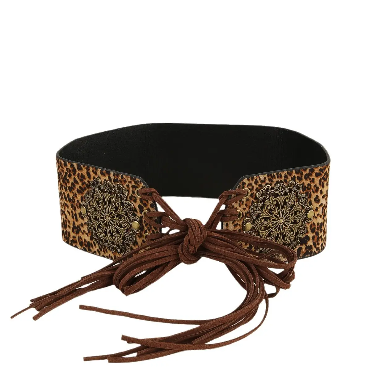Vintage Ring Rivet Belt for Women Brown Tassel - Image 5